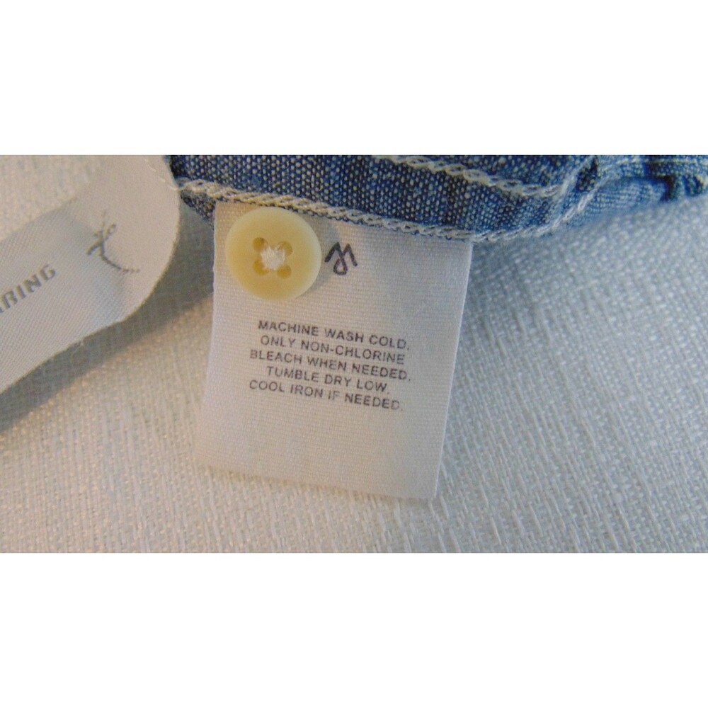 Martin + Osa Womens Denim Pearl Snap Shirt Western Short Sleeve Linen Blue Small - Picture 9 of 10